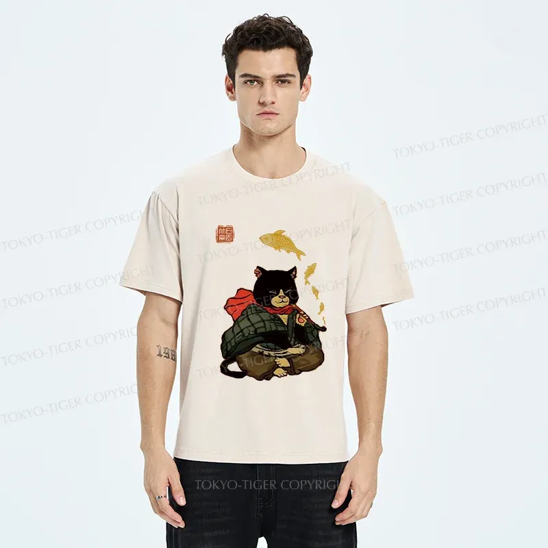 Tokyo-Tiger Smoke Like Fish Washed T-Shirt