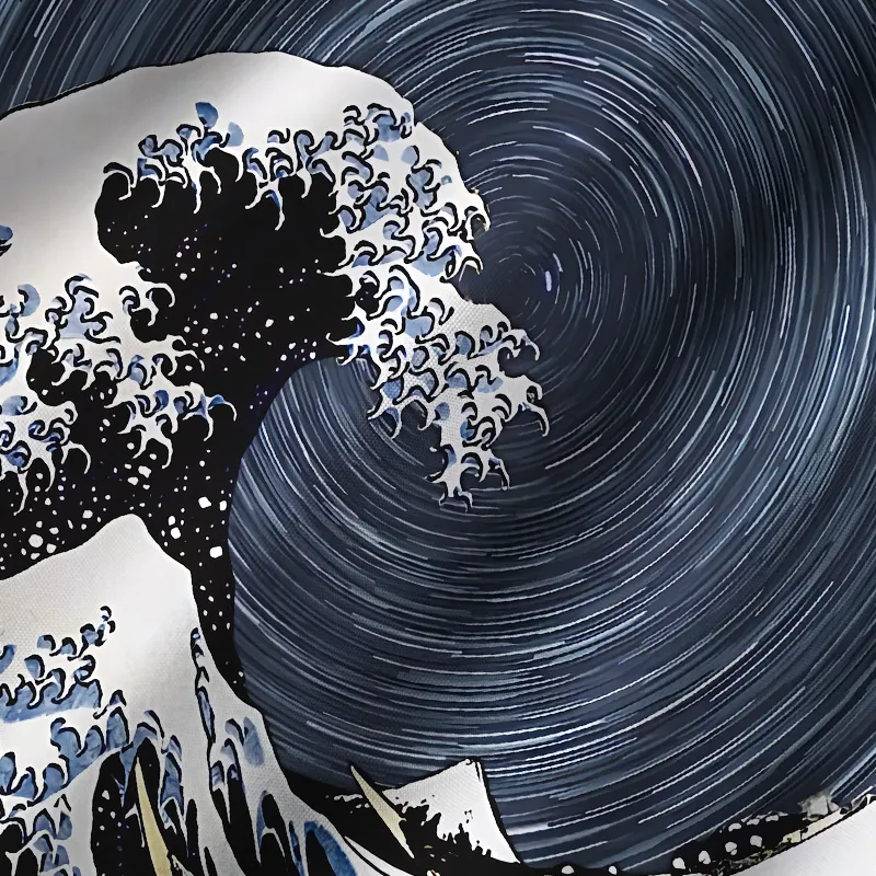 Tokyo-Tiger Great Wave Cuban Collar Shirt