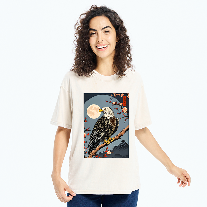 Tokyo-Tiger Ukiyo-e Eagle Washed T-Shirt