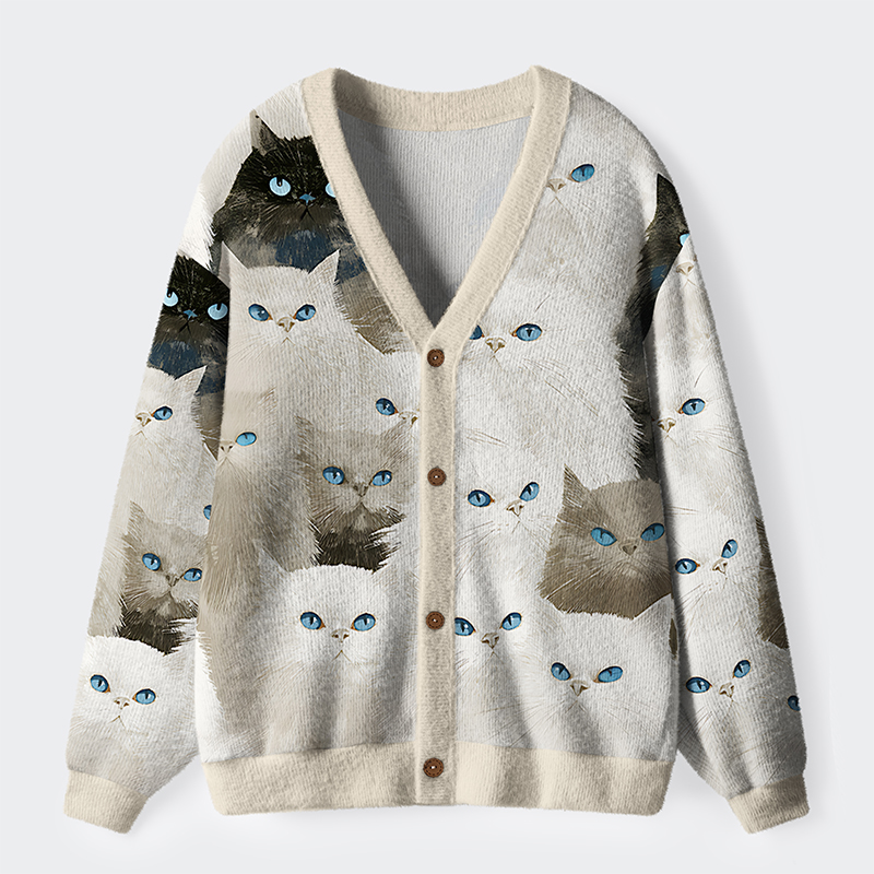 Tokyo-Tiger Clouds, But Make Them Cats Ugly Cardigan Sweater