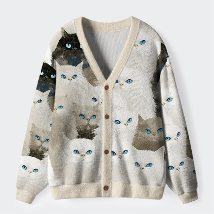 Tokyo-Tiger Clouds, But Make Them Cats Ugly Cardigan Sweater
