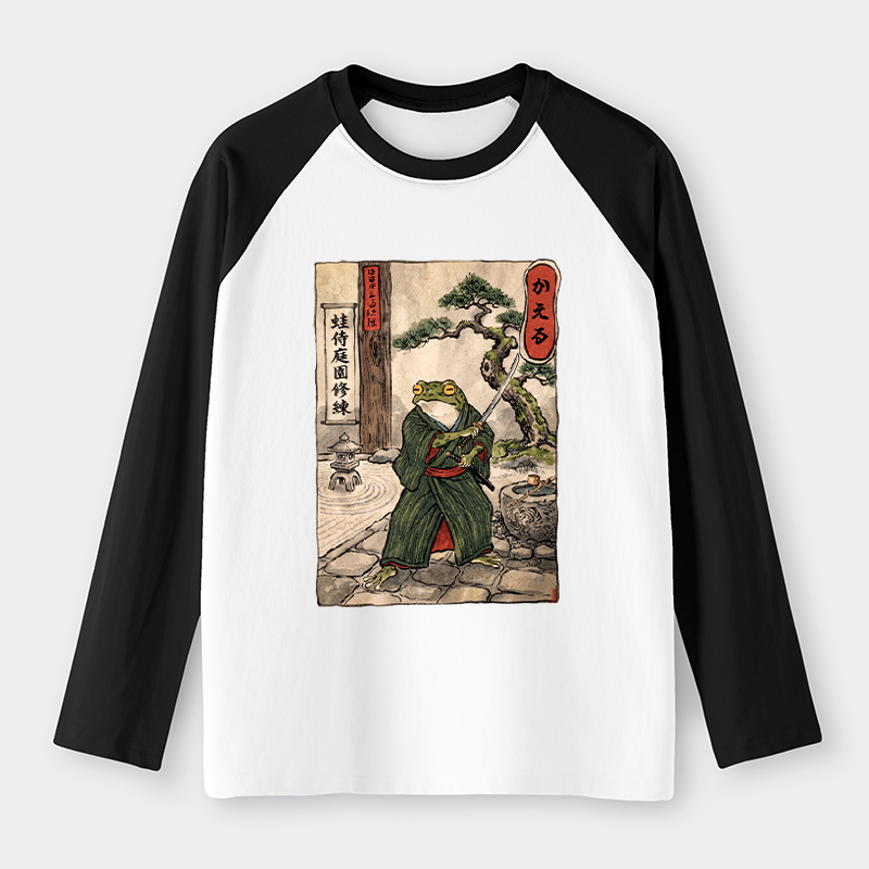 Tokyo-Tiger Samurai Frog Training Raglan Long Sleeve T-shirt