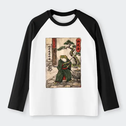 Tokyo-Tiger Samurai Frog Training Raglan Long Sleeve T-shirt