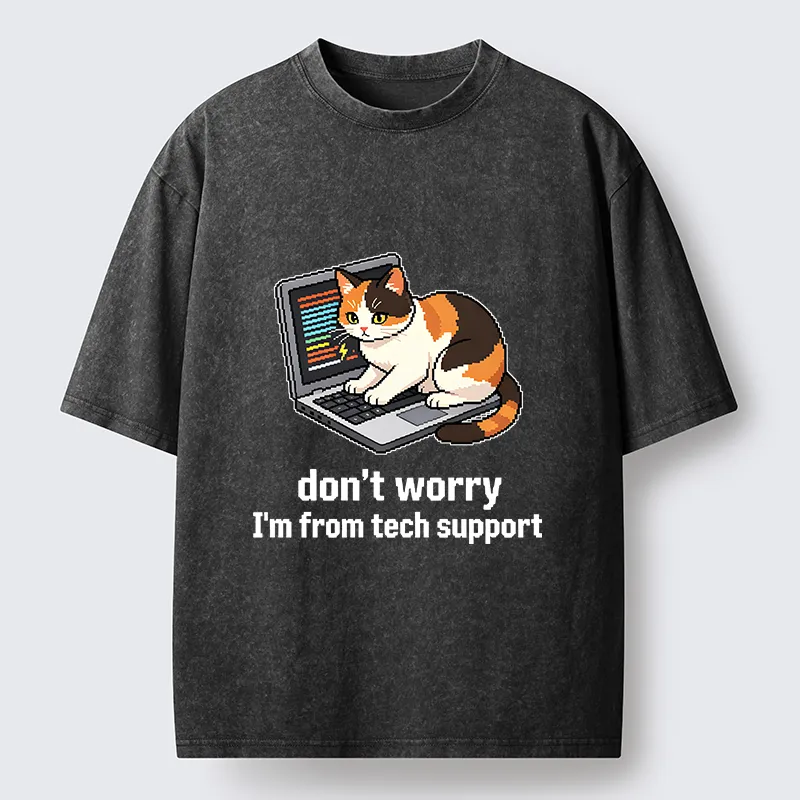 Tokyo‑Tiger Funny Tech Cat Meme Washed T‑Shirt