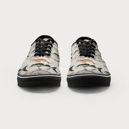 Tokyo-Tiger Funny Cat Riding On Fish Canvas Shoes