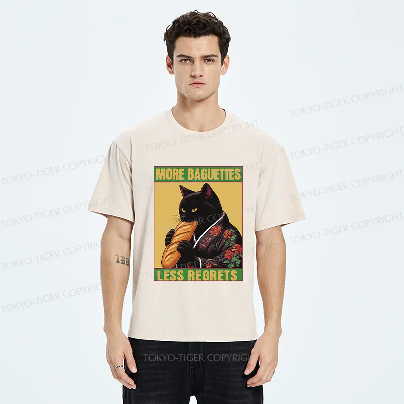 Tokyo-Tiger More Baguettes Less Regrets Washed T-Shirt