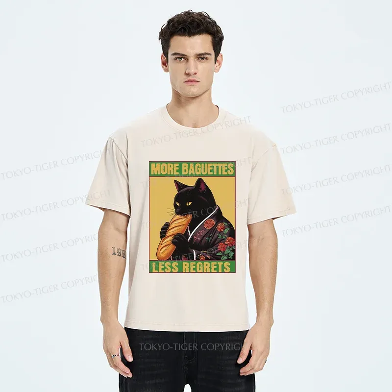 Tokyo-Tiger More Baguettes Less Regrets Washed T-Shirt