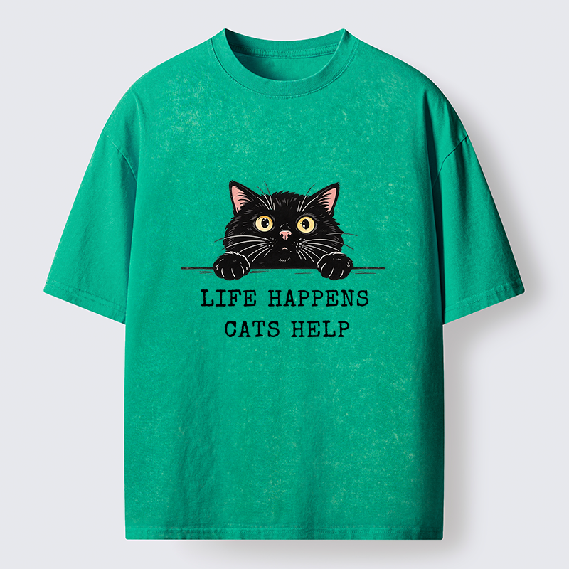 Tokyo-Tiger Cat Brings Solace To Life Washed T-Shirt