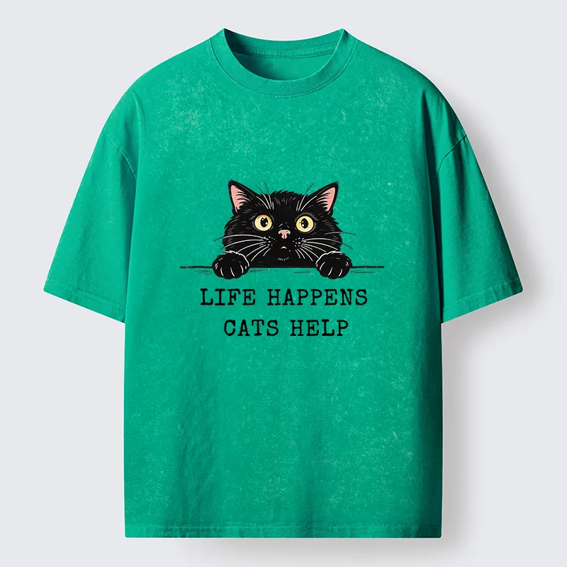 Tokyo-Tiger Cat Brings Solace To Life Washed T-Shirt