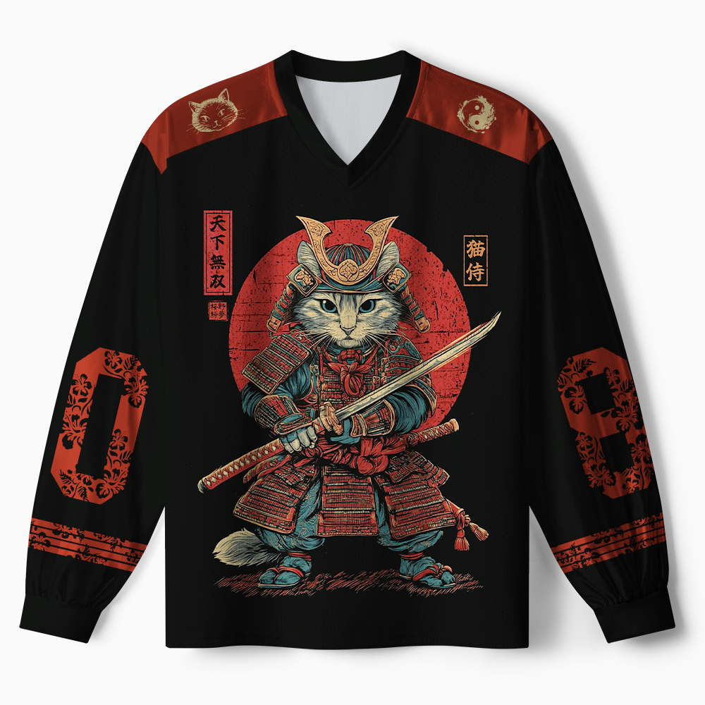Tokyo-Tiger Retro Raccoon Samurai Paneled Long Sleeve Jersey Sale