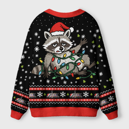 Tokyo-Tiger Unlucky Raccoon Ugly Cardigan Sweater