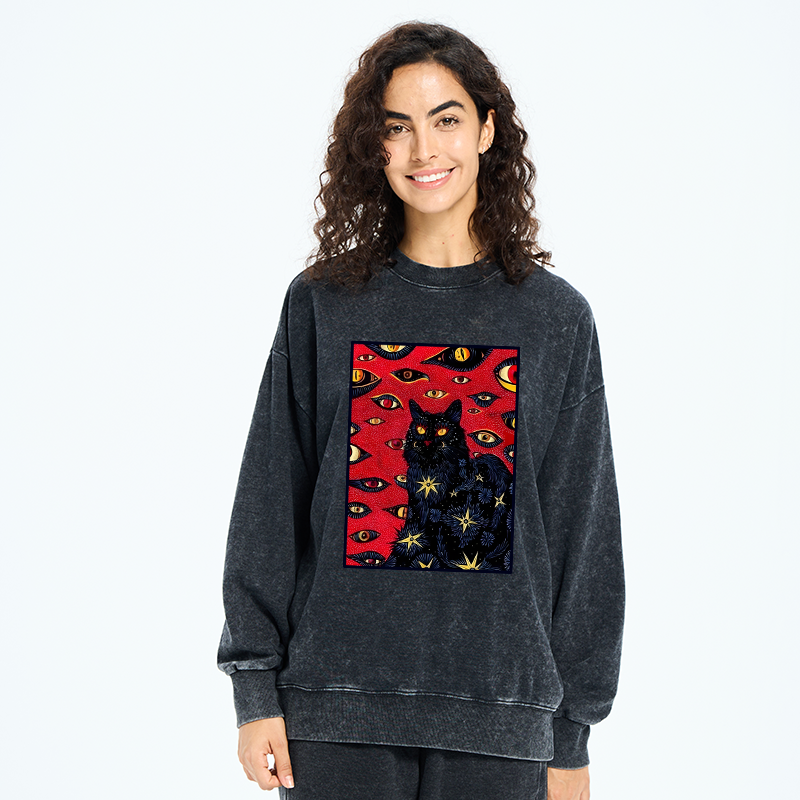 Tokyo-Tiger Mysterious Cat Washed Sweatshirt