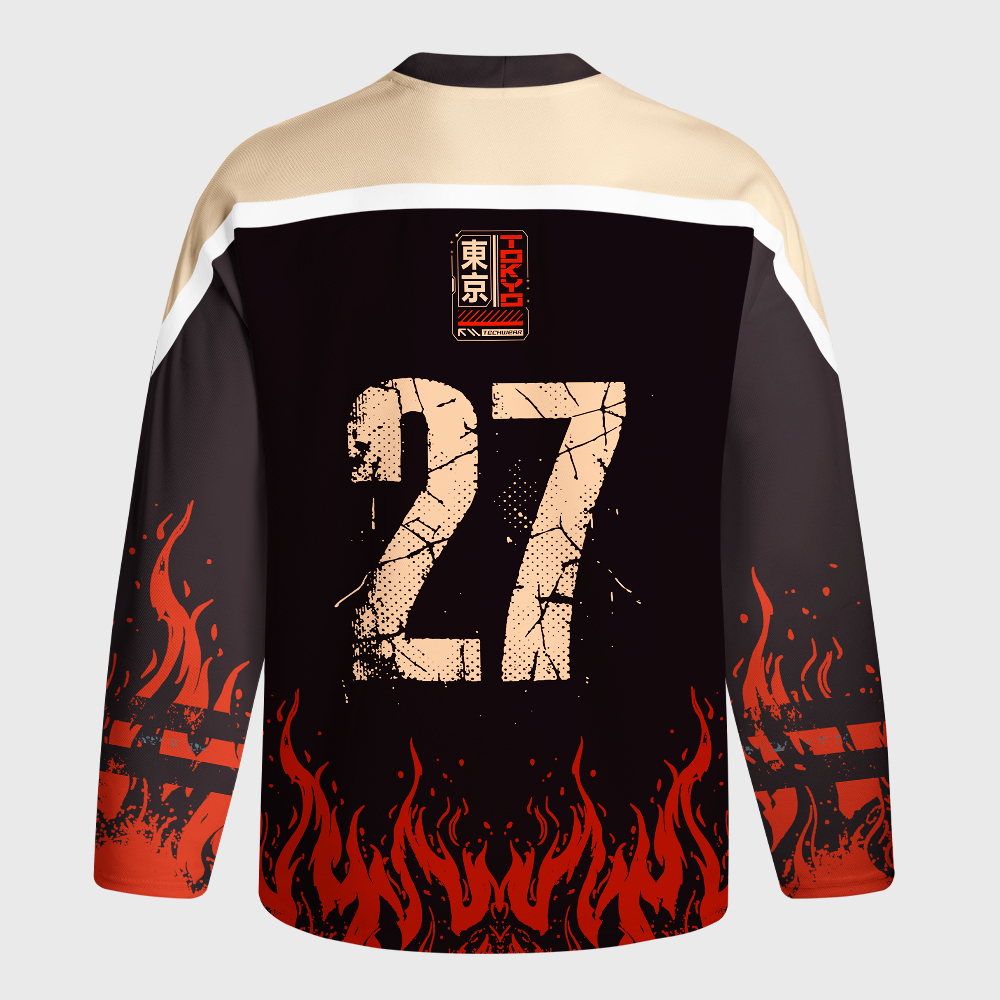 Tokyo-Tiger Retro Steampunk Mecha Cat Monster Long-Sleeve Hockey Jersey