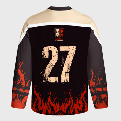 Tokyo-Tiger Retro Steampunk Mecha Cat Monster Long-Sleeve Hockey Jersey