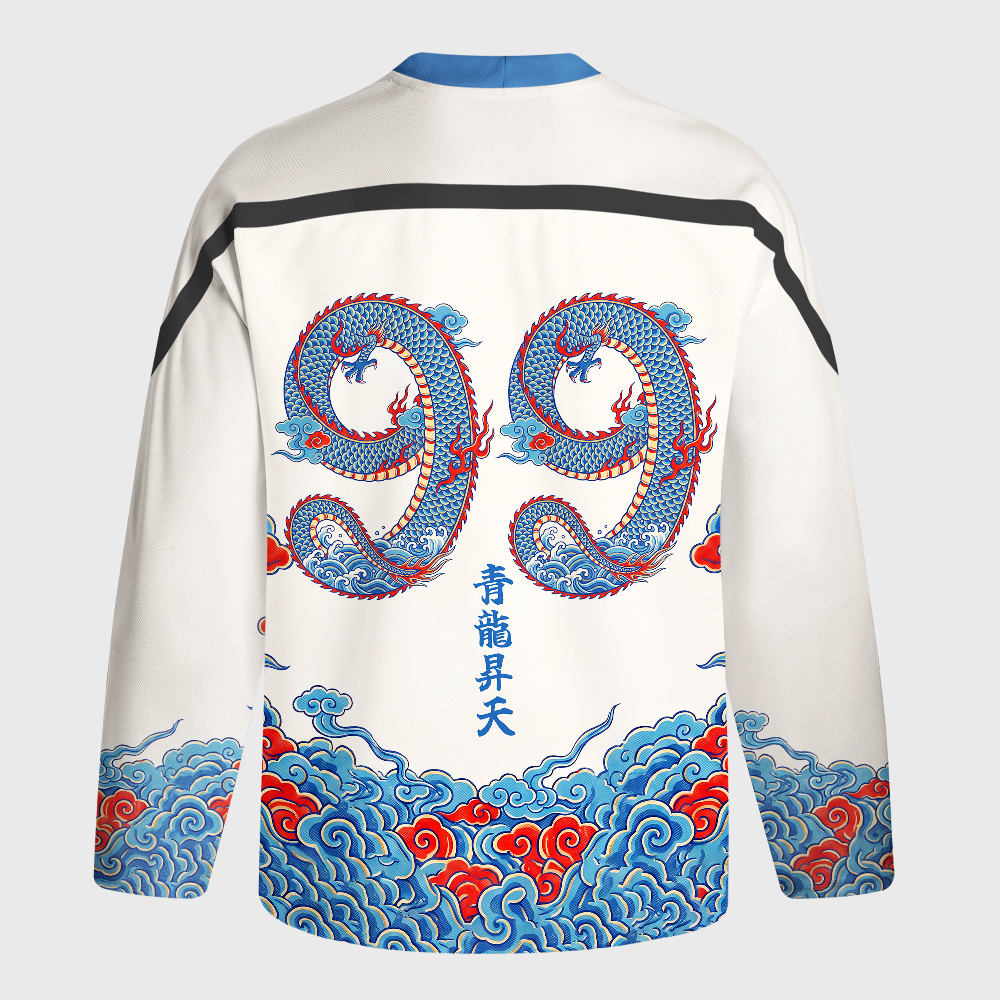 Tokyo-Tiger Traditional Oriental Dragon Cloud Long-Sleeve Hockey Jersey