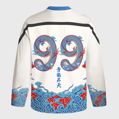 Tokyo-Tiger Traditional Oriental Dragon Cloud Long-Sleeve Hockey Jersey