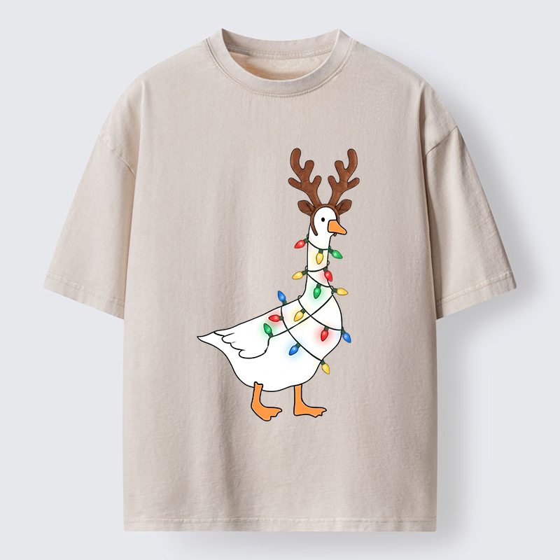 Tokyo‑Tiger Funny Christmas Goose Washed T‑Shirt Sale