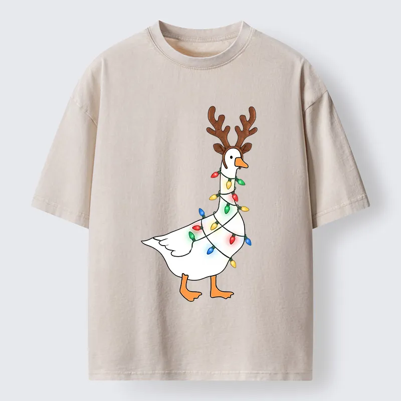 Tokyo-Tiger Funny Christmas Goose Washed T-Shirt