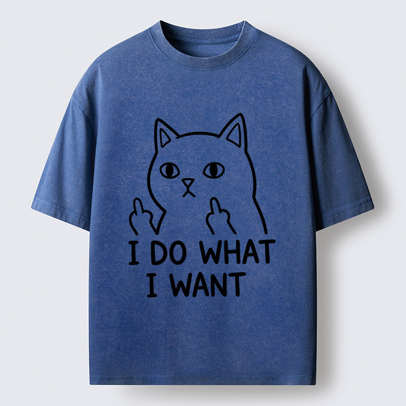 Tokyo-Tiger Funny Cat Freedom Vibe Washed T-Shirt