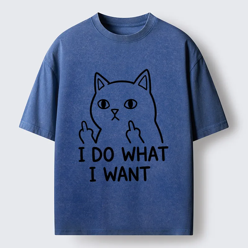Tokyo-Tiger Funny Cat Freedom Vibe Washed T-Shirt