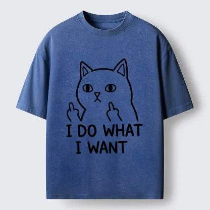 Tokyo-Tiger Funny Cat Freedom Vibe Washed T-Shirt