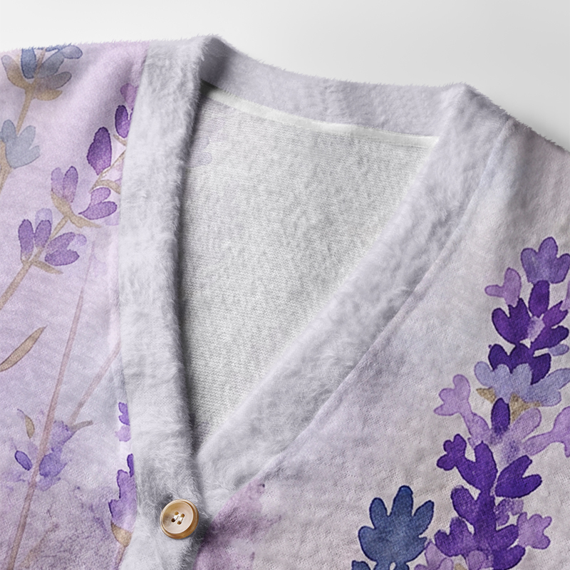 Tokyo-Tiger Vintage Lavender Art Ugly Cardigan Sweater