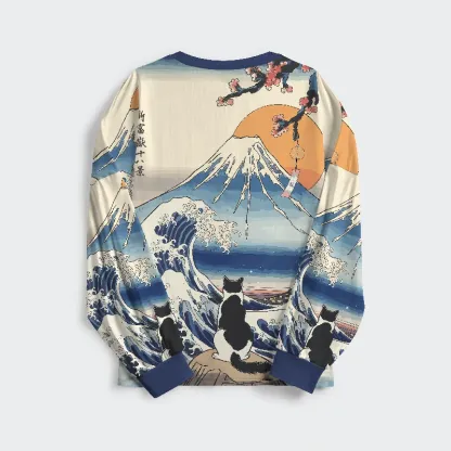 Tokyo-Tiger Cat Looking At The Great Wave Family Pajama Sets