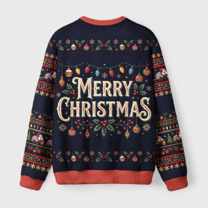 Tokyo-Tiger Therapy Is Not Enough Opossum Fuzzy Christmas Ugly Sweatshirt