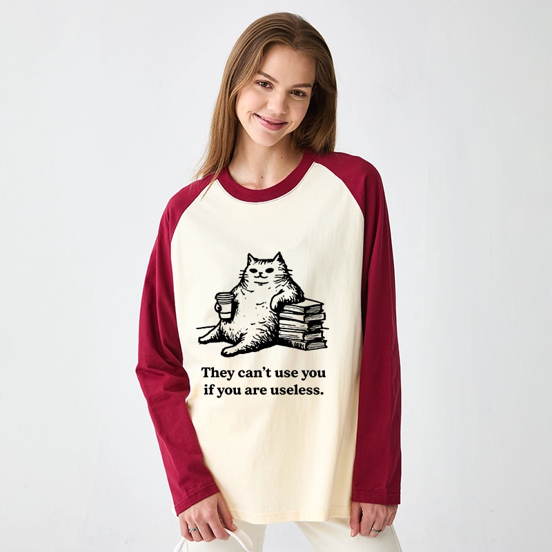 Tokyo-Tiger Cat Proving Uselessness Is A Superpower Raglan Long Sleeve T-shirt