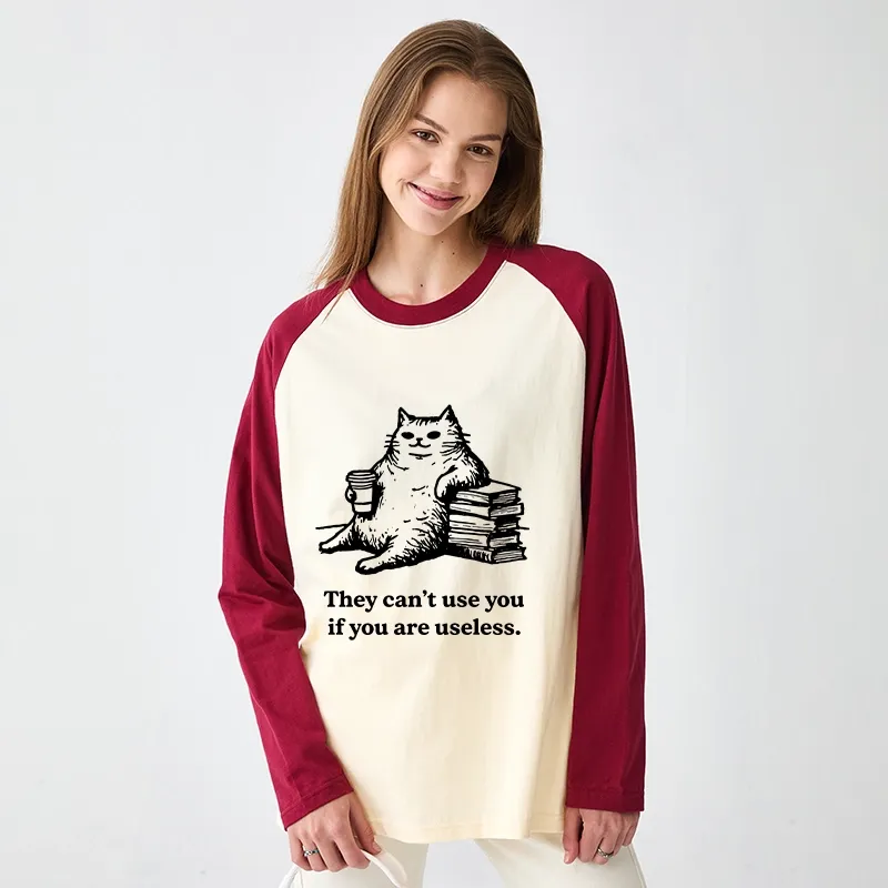Tokyo-Tiger Cat Proving Uselessness Is A Superpower Raglan Long Sleeve T-shirt