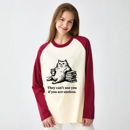 Tokyo-Tiger Cat Proving Uselessness Is A Superpower Raglan Long Sleeve T-shirt