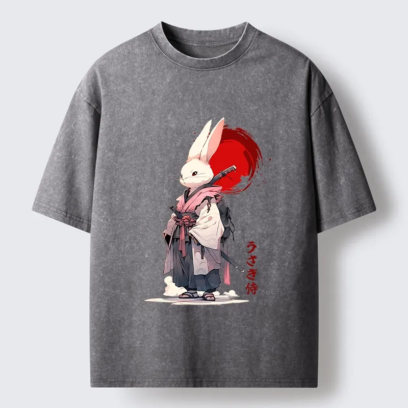 Tokyo‑Tiger Samurai Rabbit Washed T‑Shirt