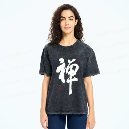 Tokyo-Tiger Japanese Zen Kanji Washed T-Shirt