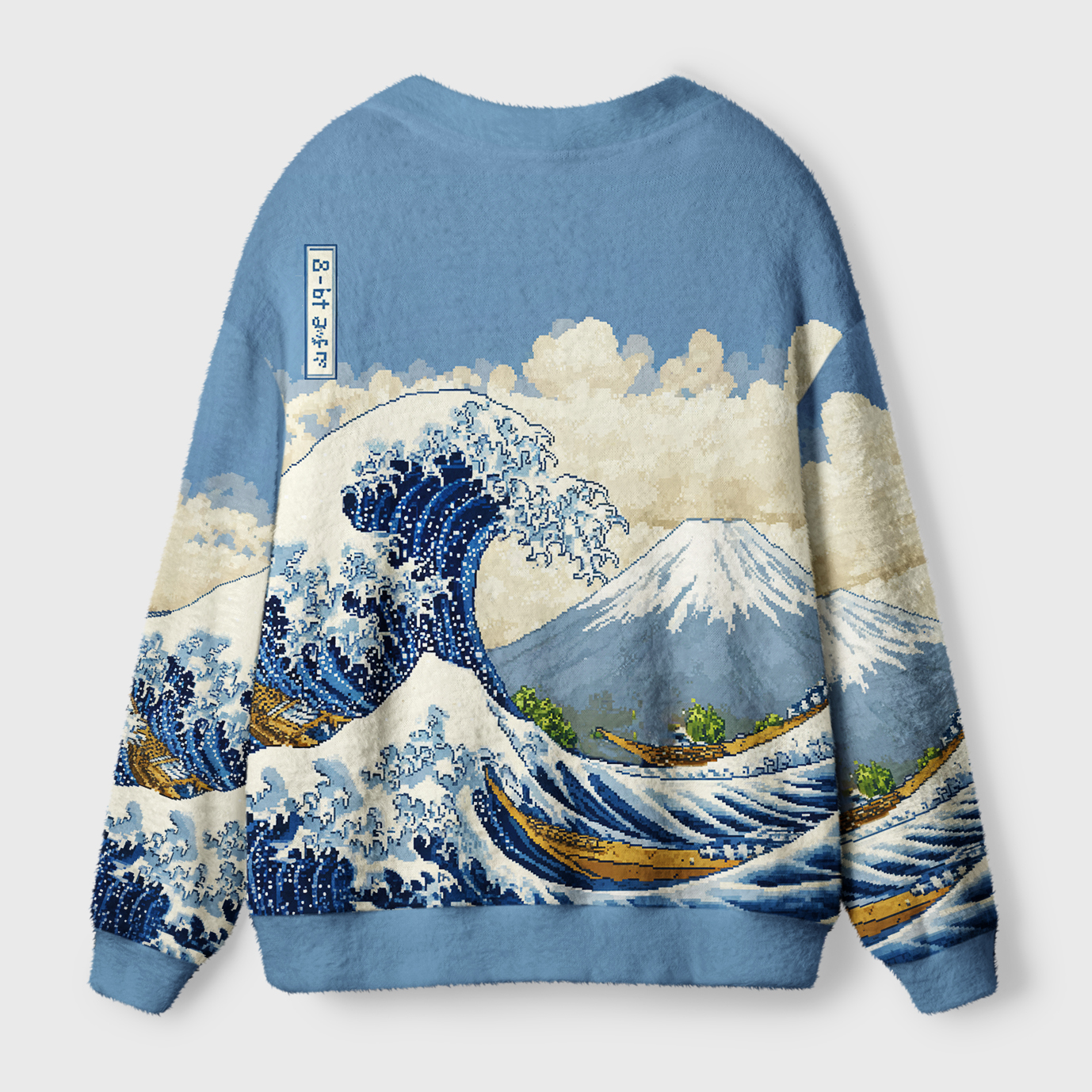 Tokyo-Tiger Cartoon Ukiyo-e Waves Ugly Cardigan Sweater