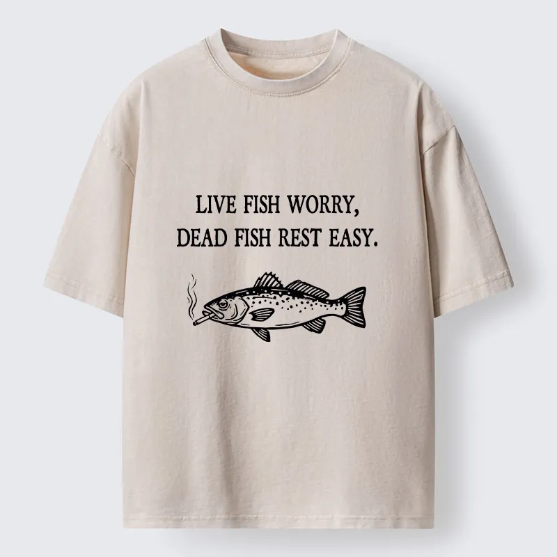 Tokyo‑Tiger Live Fish Worry Dead Fish Rest Washed T‑Shirt Sale