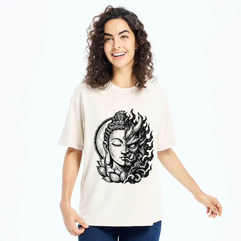Tokyo-Tiger Half Buddha Half Demon Washed T-Shirt