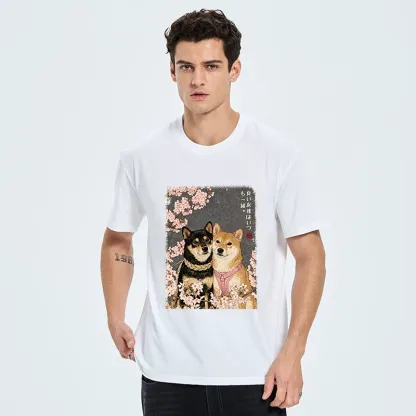 Tokyo-Tiger Two Shibas And Sakura Flowers Classic T-Shirt