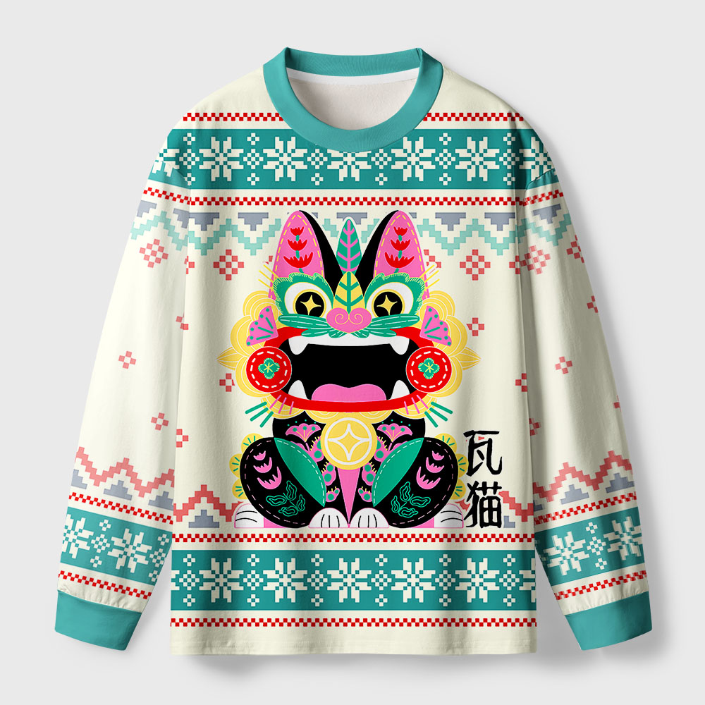 Tokyo-Tiger Lucky Tile Cat Eco-Friendly Long Sleeve T-Shirt