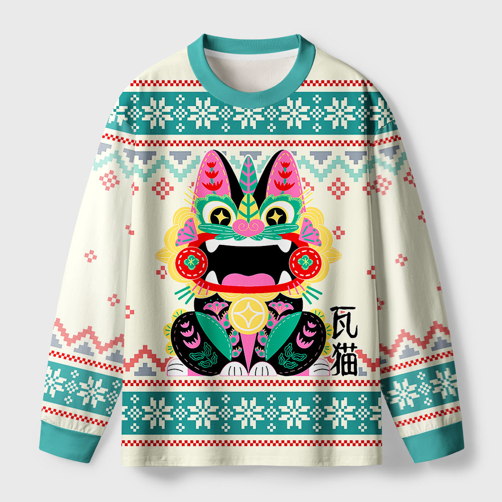 Tokyo-Tiger Lucky Tile Cat Eco-Friendly Long Sleeve T-Shirt