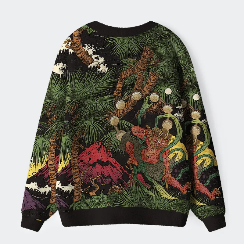 Tokyo-Tiger Japanese Yokai Ugly Cardigan Sweater