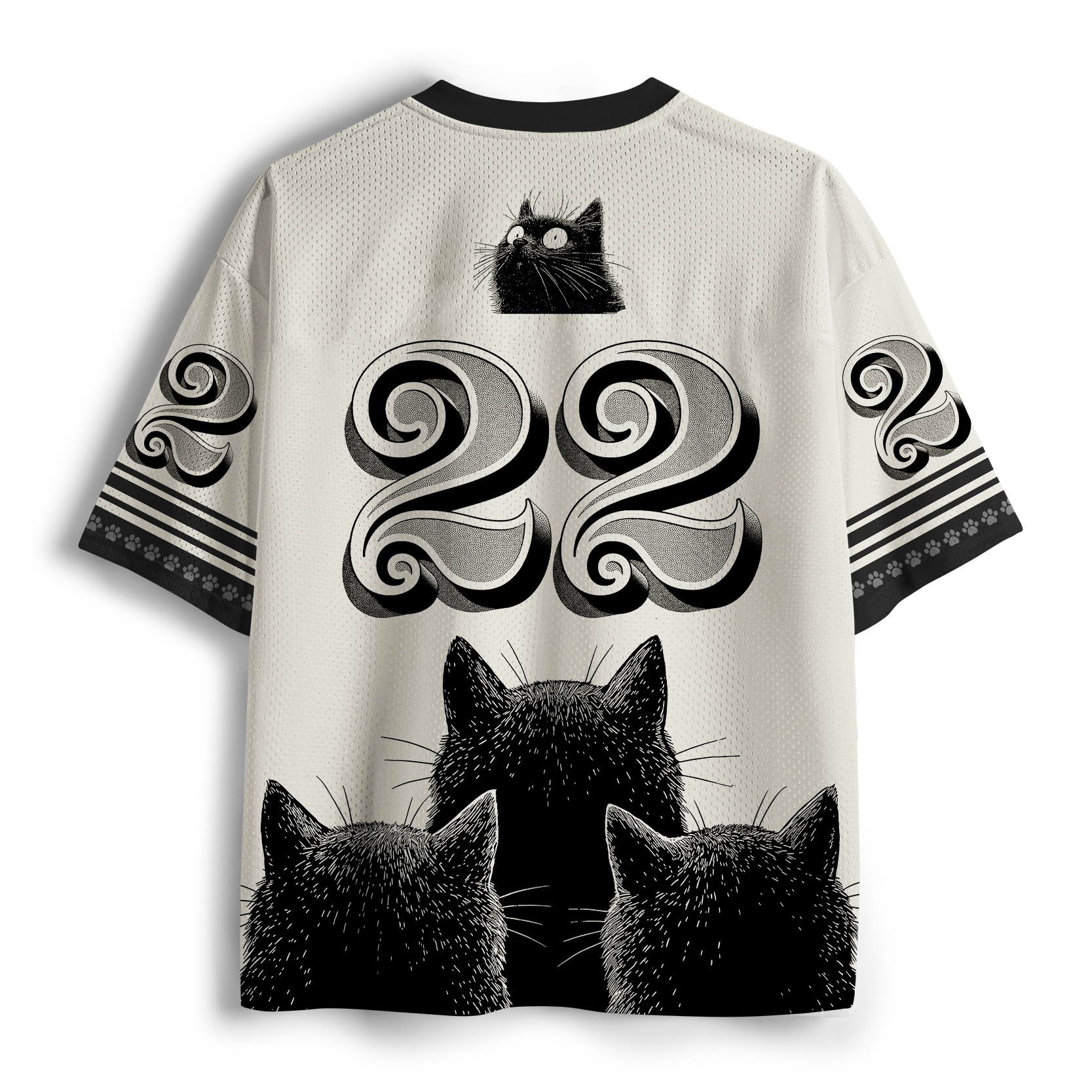 Tokyo-Tiger Four Cats Staring At You Mesh Jersey