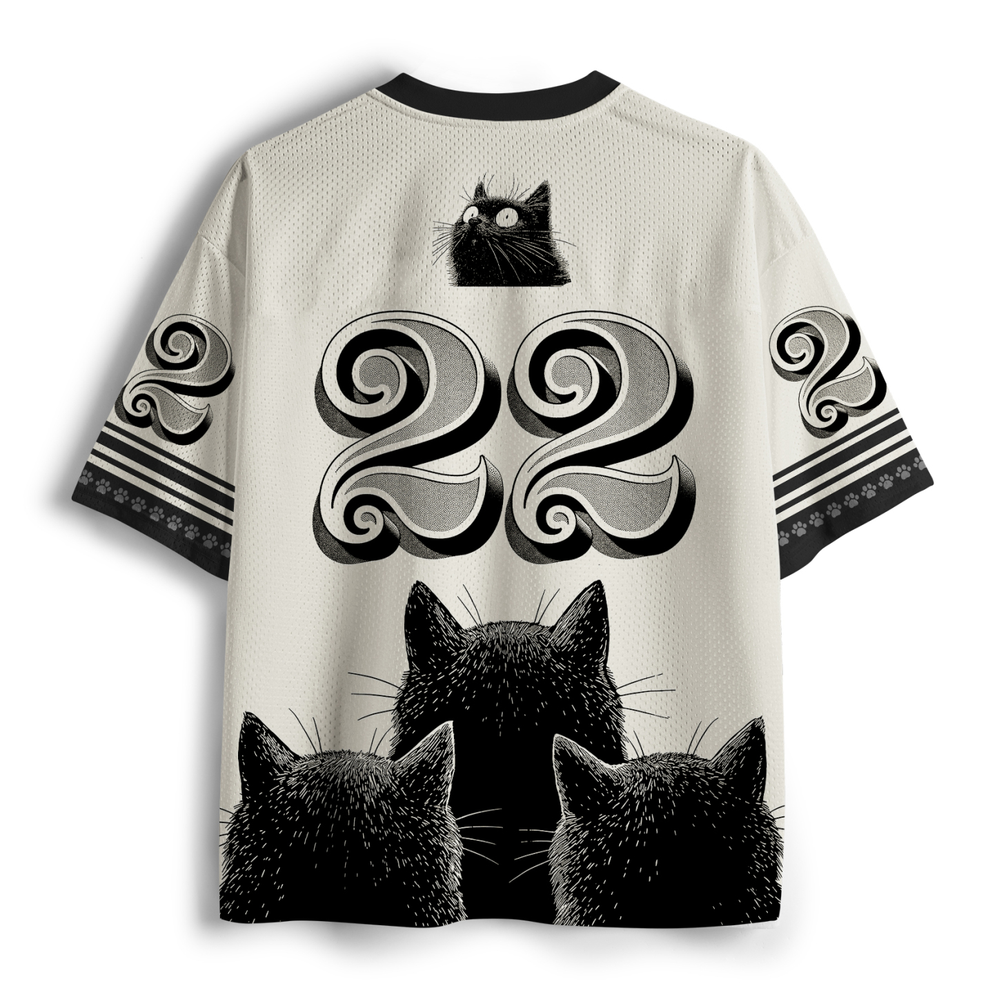 Tokyo-Tiger Four Cats Staring At You Mesh Jersey