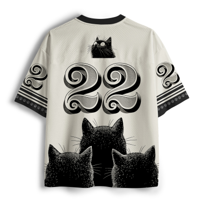 Tokyo-Tiger Four Cats Staring At You Mesh Jersey