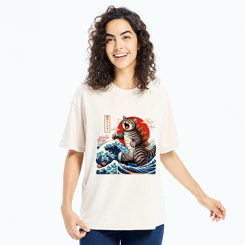 Tokyo-Tiger Catzilla Roar Washed T-Shirt