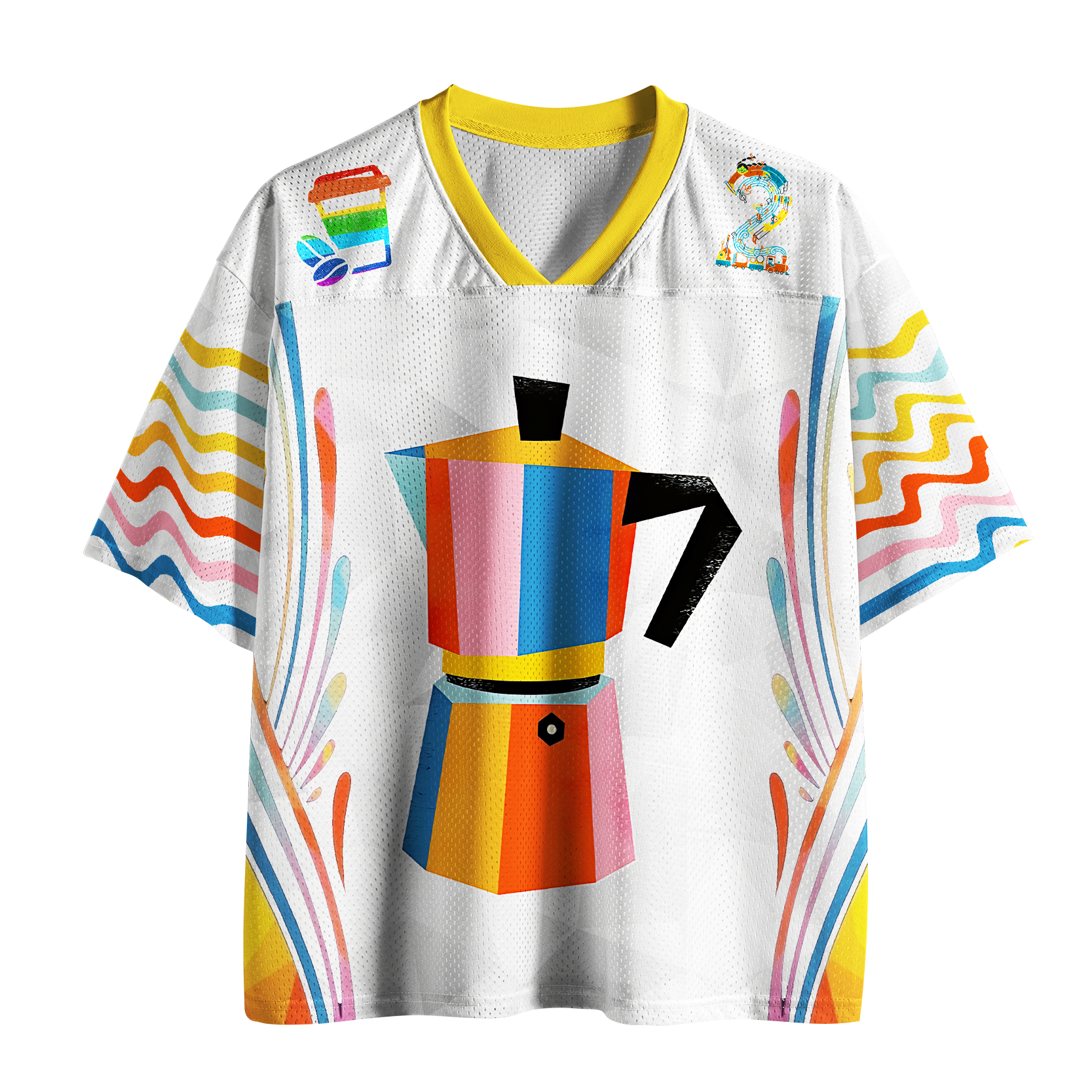 Tokyo-Tiger Color Block Moka Pot Mesh Jersey