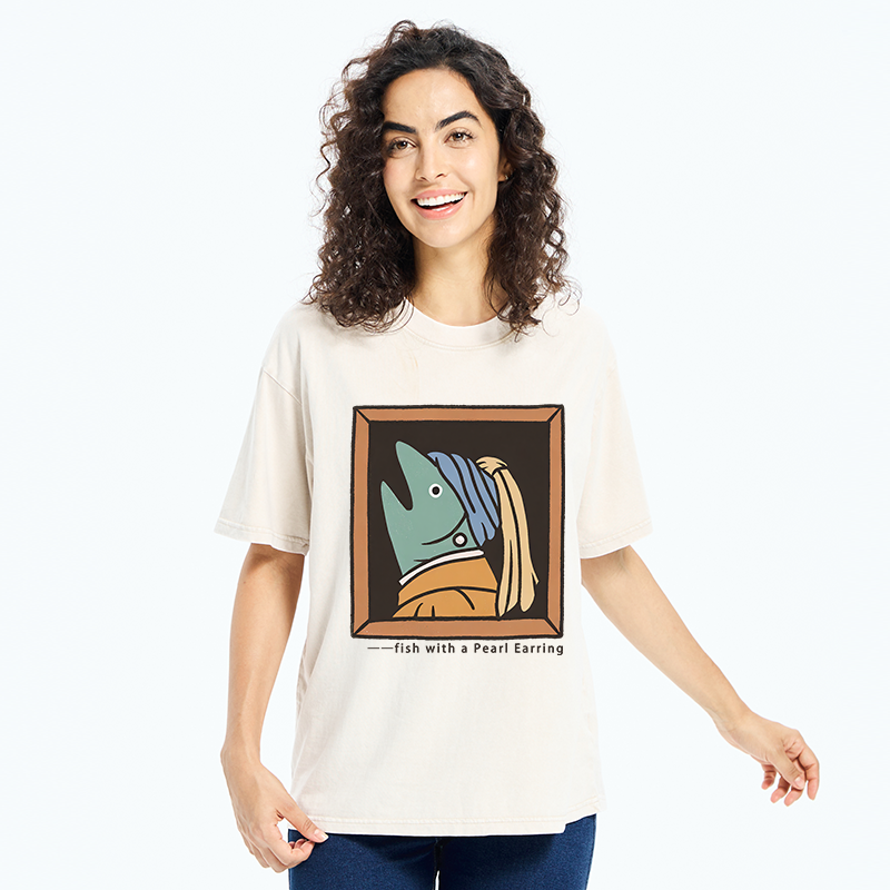 Tokyo-Tiger Fish With A Pearl Earring Washed T-Shirt