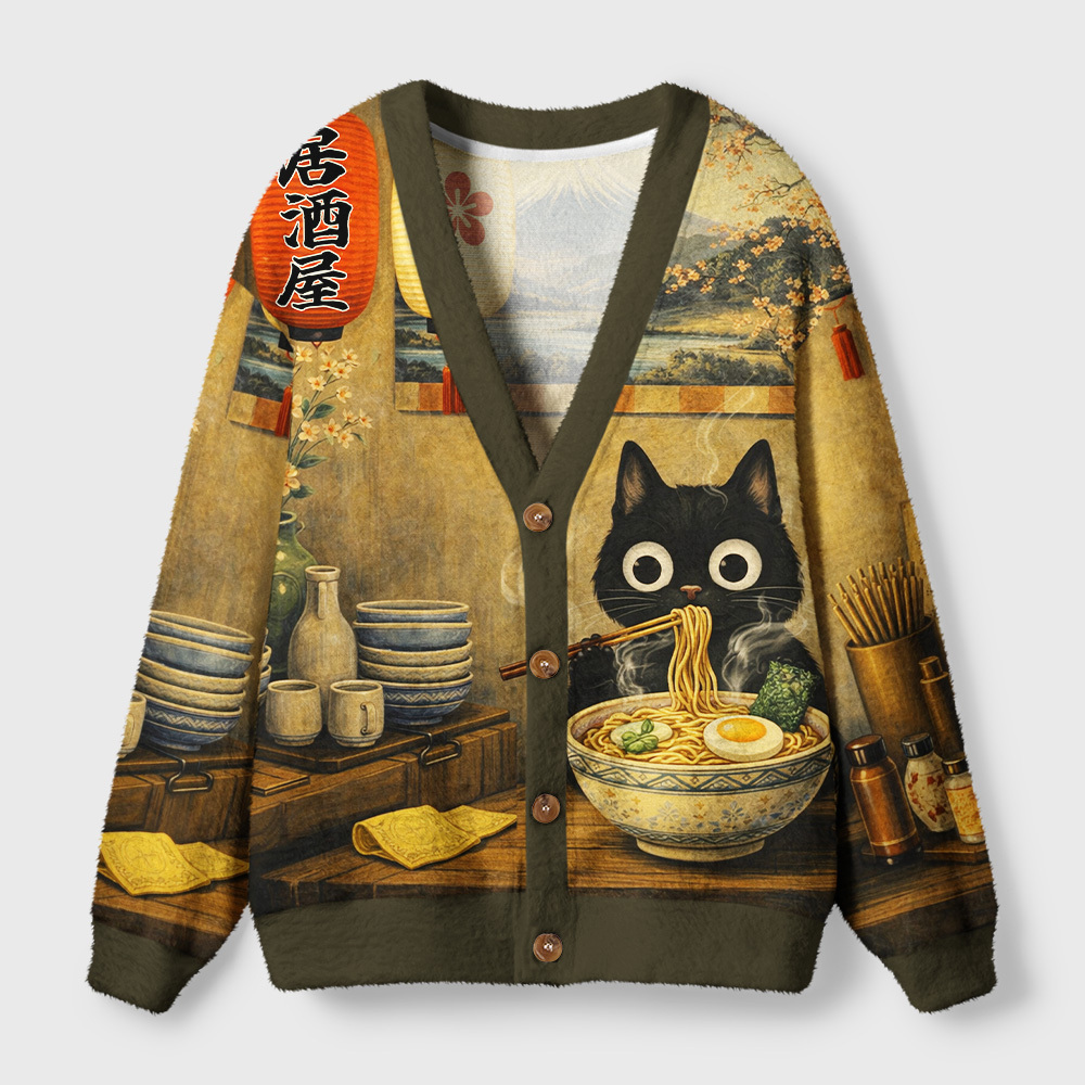 Tokyo-Tiger The Cozy Ramen Spot Ugly Cardigan Sweater Sale