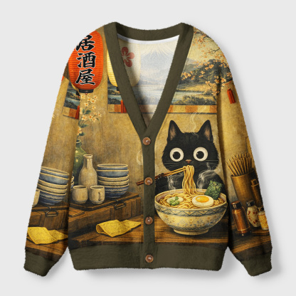 Tokyo-Tiger The Cozy Ramen Spot Ugly Cardigan Sweater