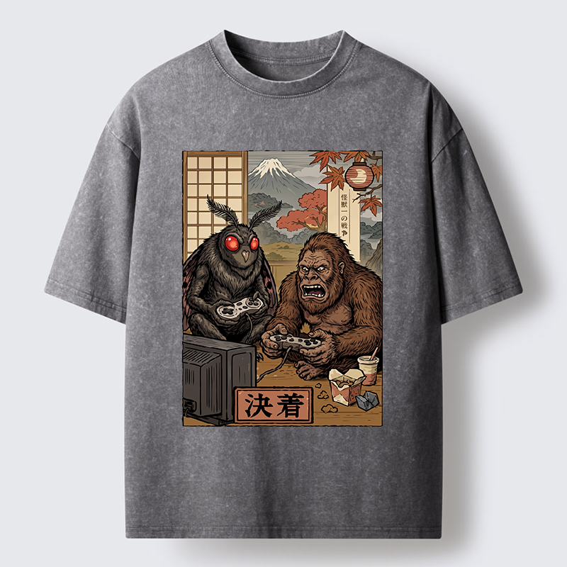Tokyo-Tiger Game Monster Duo Washed T-Shirt