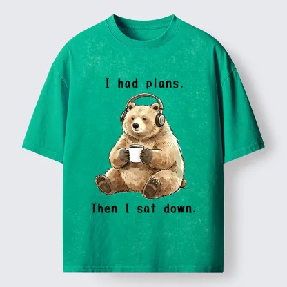 Tokyo-Tiger Funny Lazy Bear Meme Washed T-Shirt